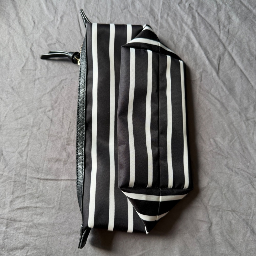 Kate Spade Black White Striped Cosmetic Bag Makeup Pouch Travel Case RN0102760 - Picture 4 of 9